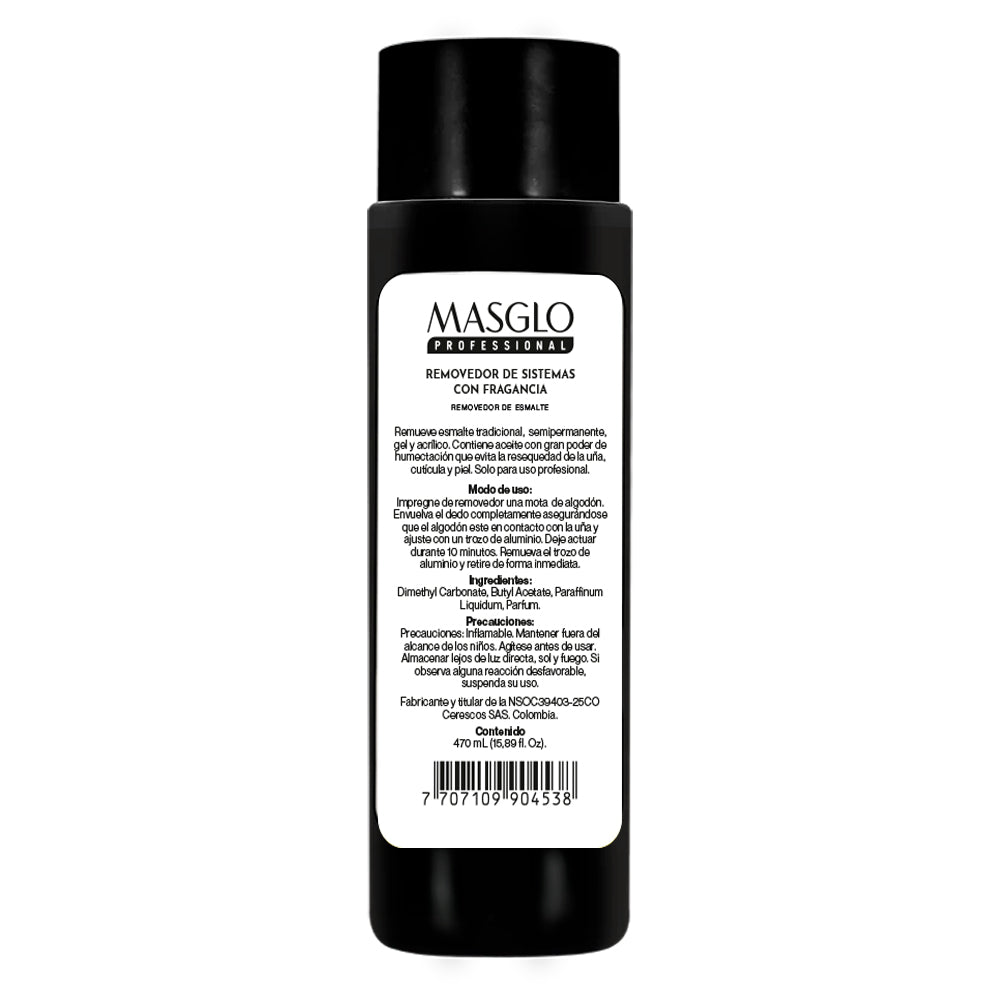 REMOVEDOR DE SISTEMAS PARA UÑAS CON FRAGANCIA MASGLO 470 ML