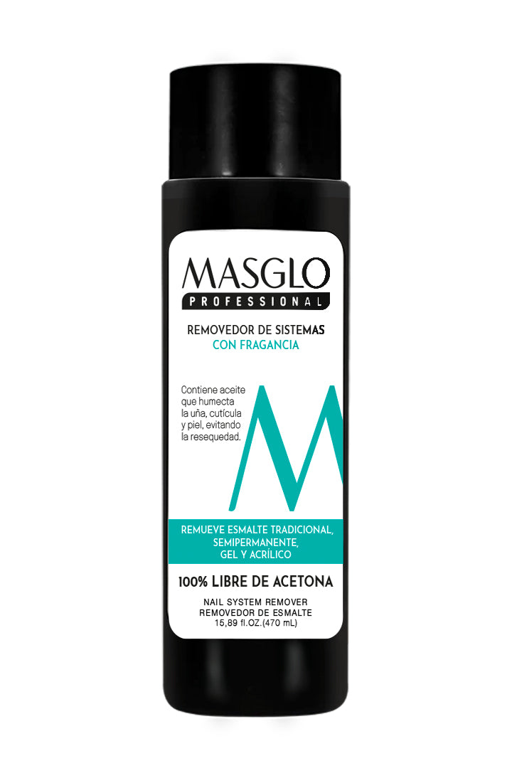 REMOVEDOR DE SISTEMAS PARA UÑAS CON FRAGANCIA MASGLO 470 ML